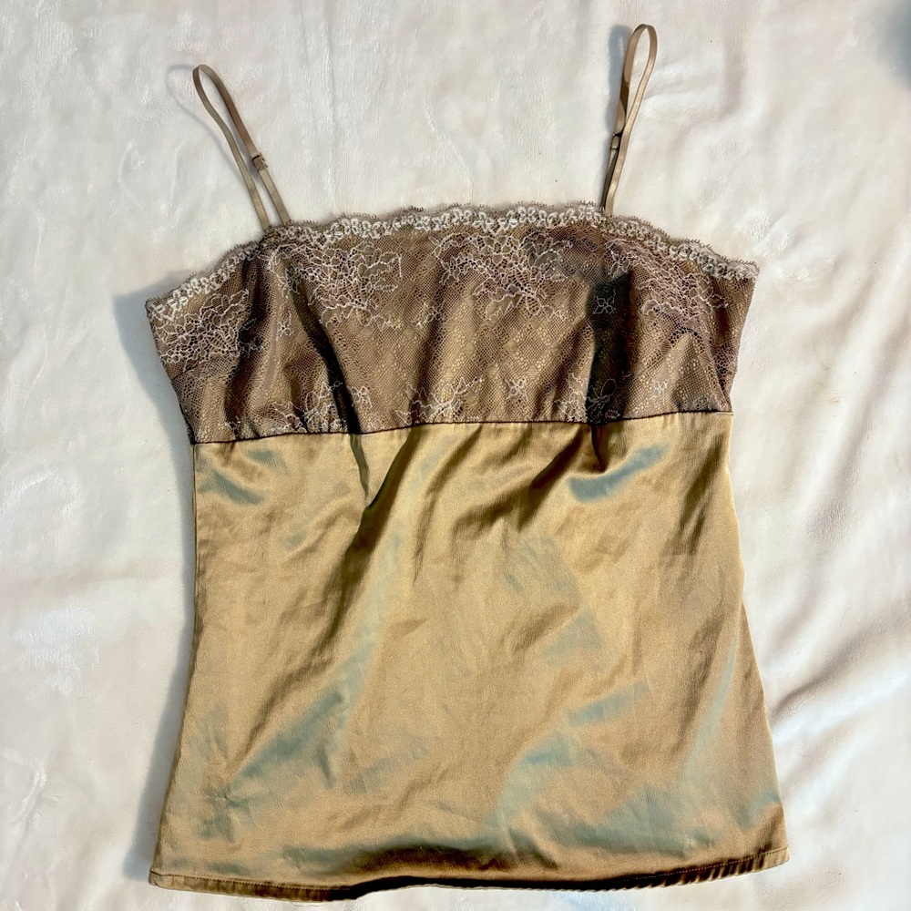 Vintage inspired lace and satin cami top / Brand unknown
